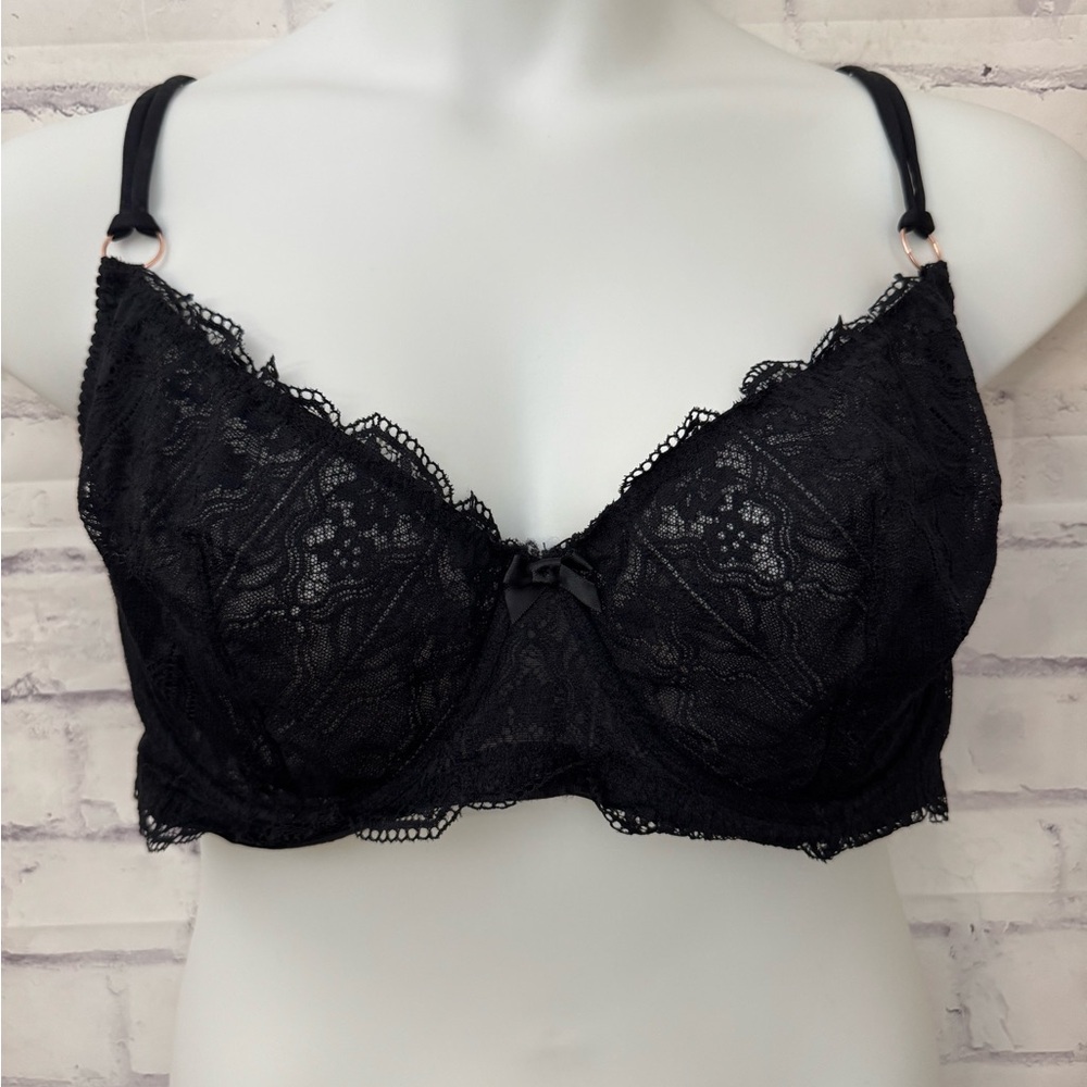 Savage X‎ Fenty Bra USA Size 44DDD black Lace Sheer Underwire Sexy